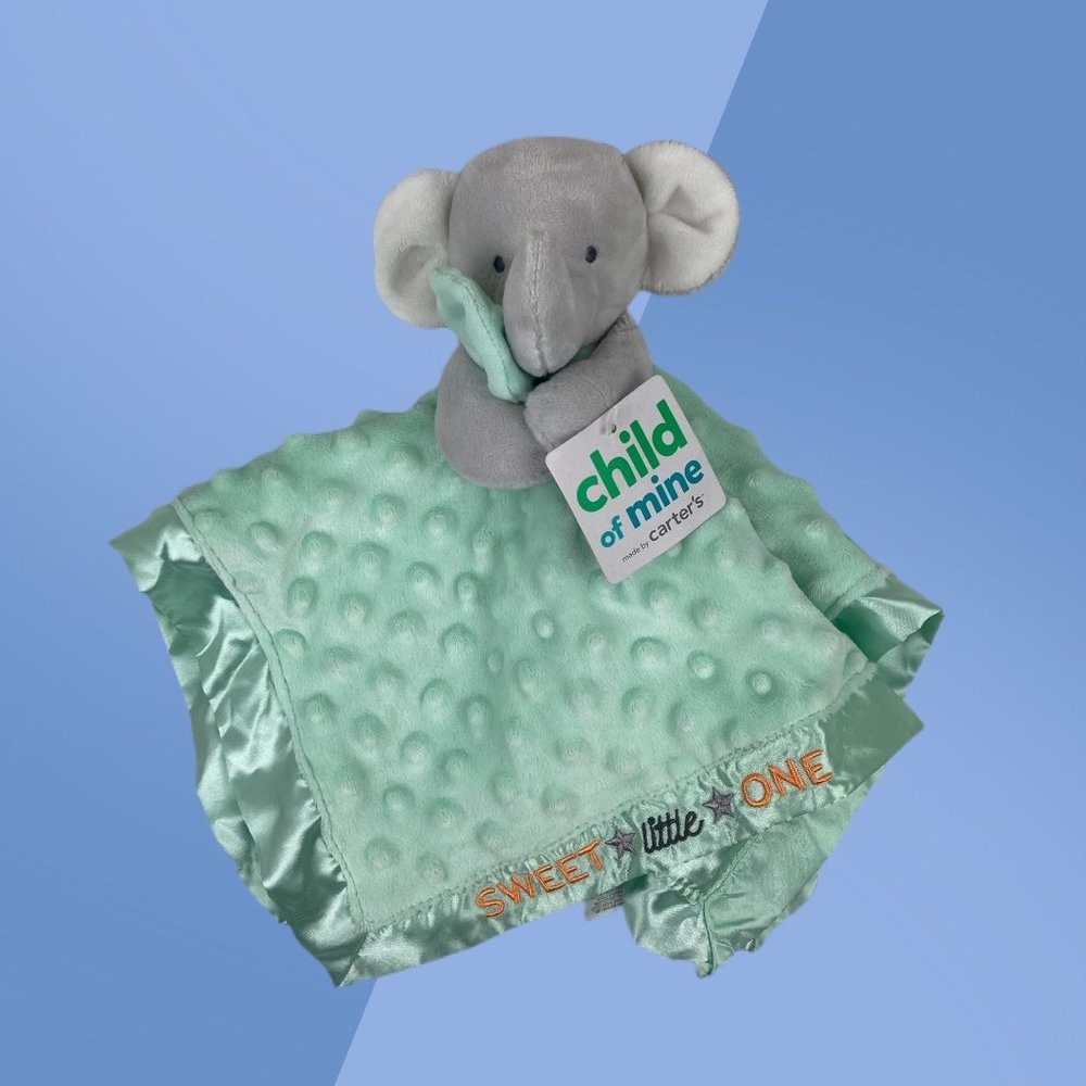 Carter's Child of Mine Turquoise Elephant Sweet Little One Security Blanket BNWT